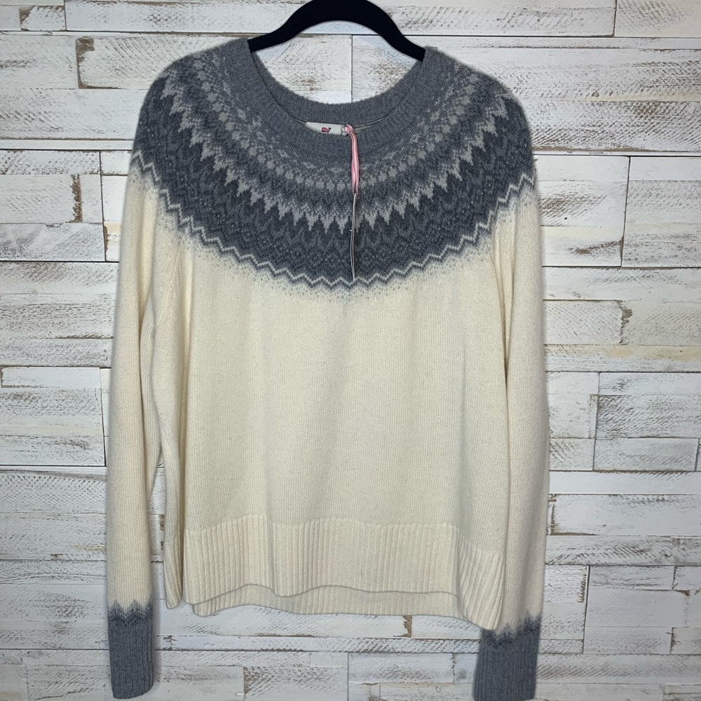 Vineyard Vines Tonal Fairisle Crewneck (Frost)